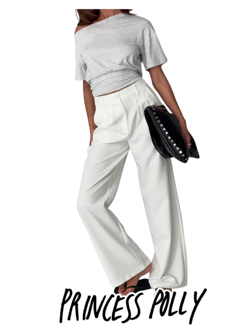 Princess Polly | Archer Pants White Petite High Rise Trouser Pant - Size 10P